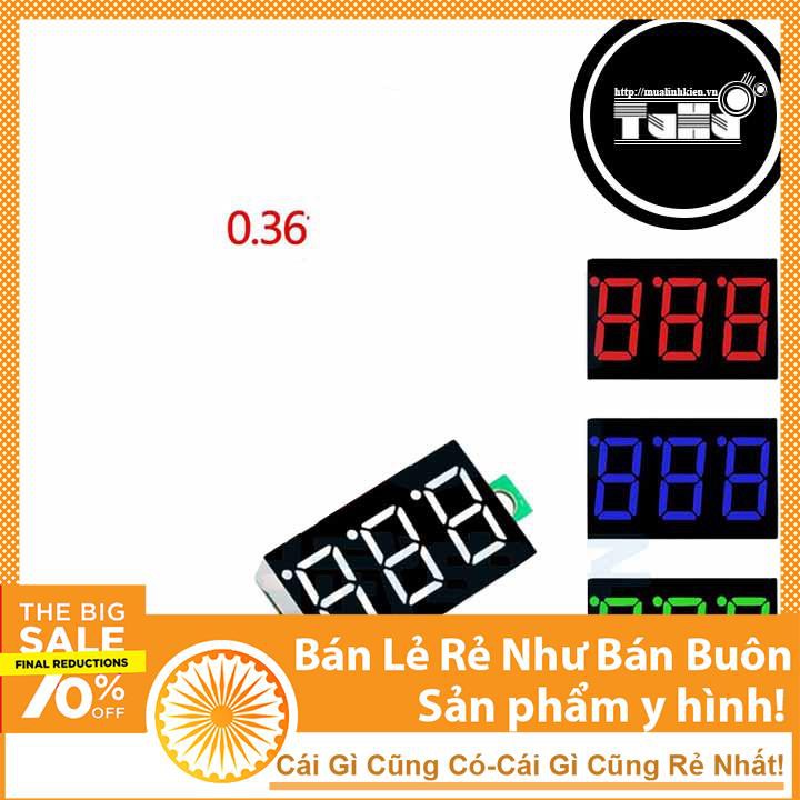 VÔN KẾ 1 CHIỀU DC 0-200V 0.36 INCH MÀU ĐỎ - VÔN KẾ GIÁ RẺ