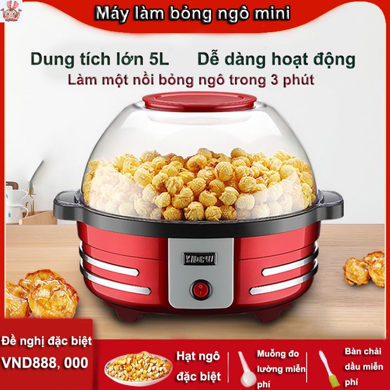 Máy làm bỏng ngô và bắp rang bơ tự động 5L làm được trong 3 phút với một phím bấm trẻ em thích lắm, Hàng giao ngay
