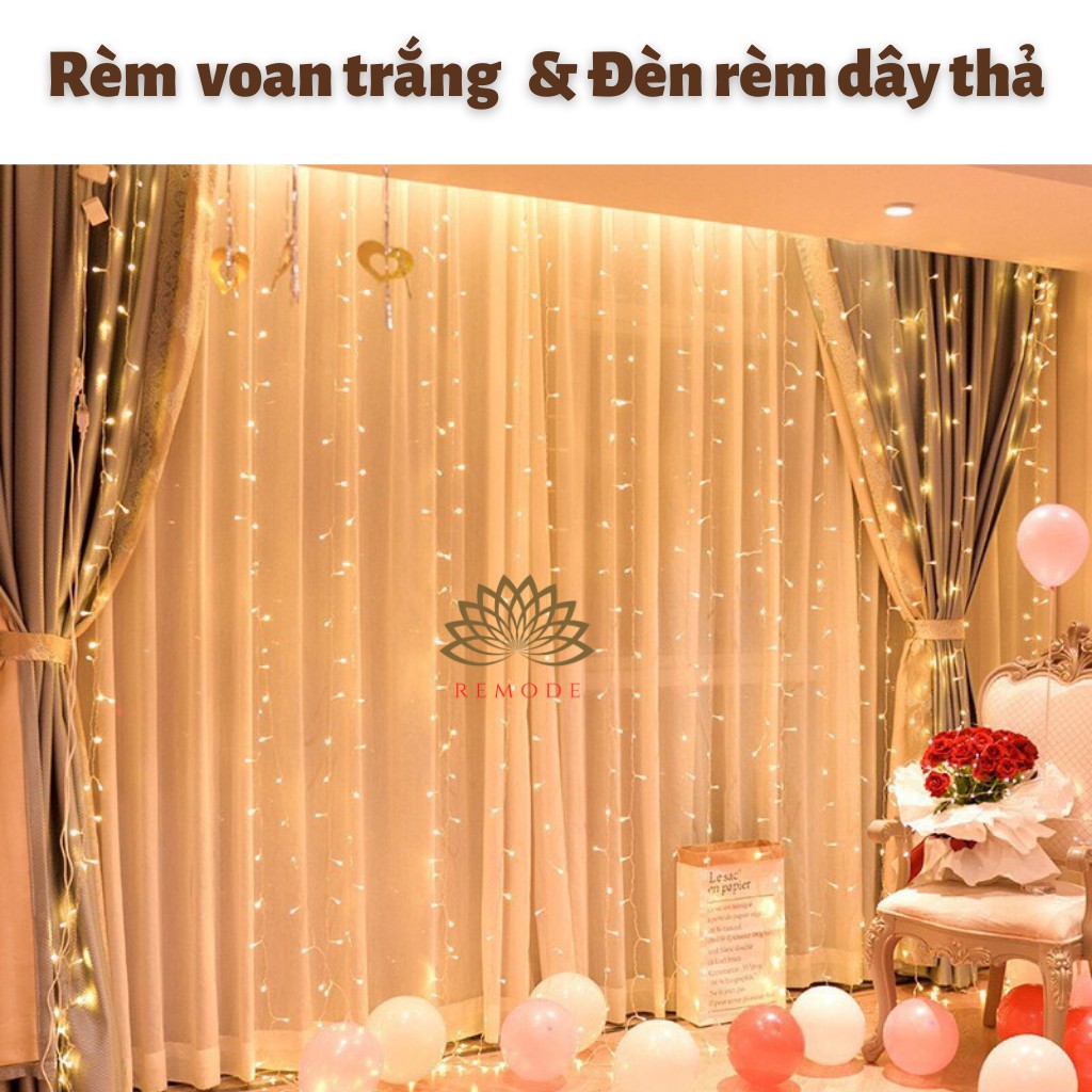 Đèn led ❤️Đèn trang trí ❤️ Đèn rèm dây thả 3m x3m màu vàng nắng.