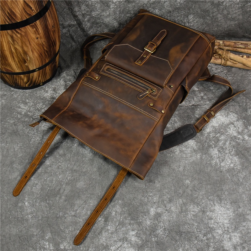 Balo du lịch da bò sáp bụi bặm cá tính B300