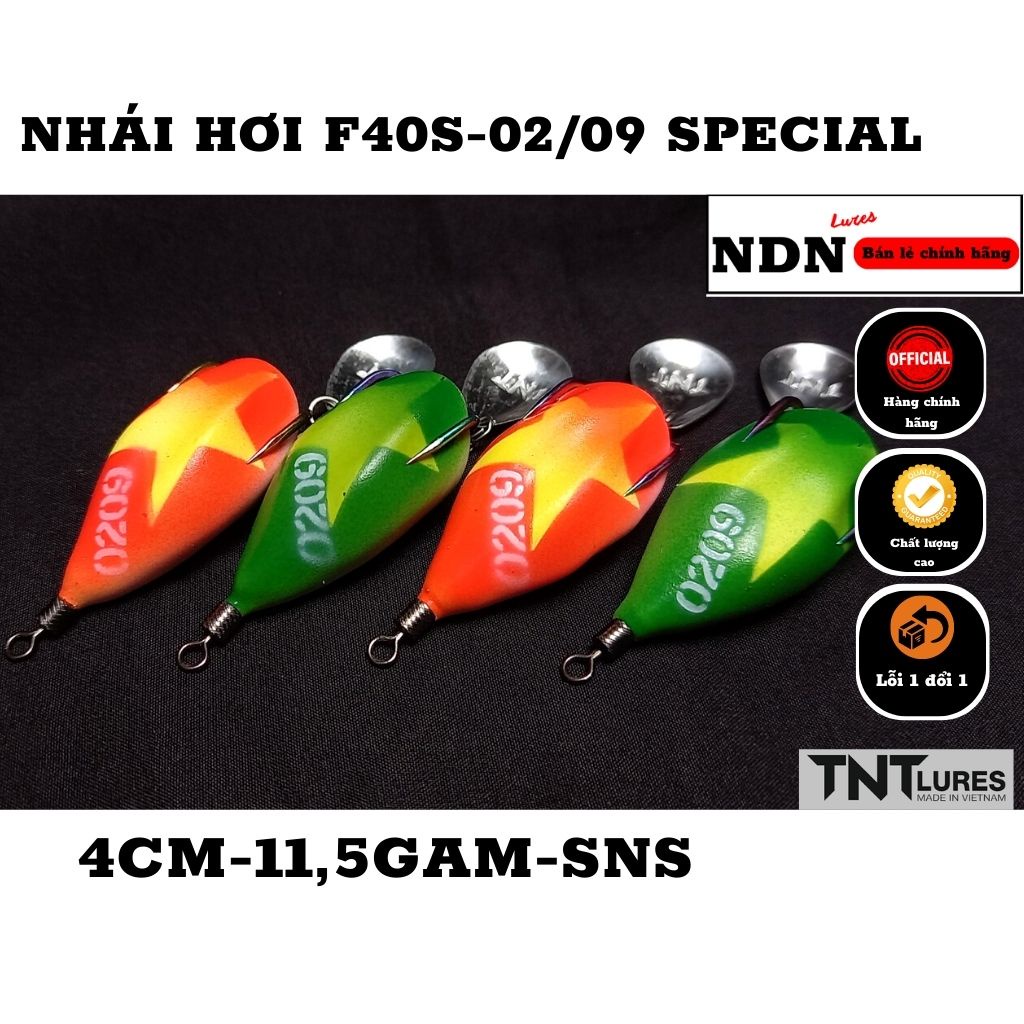 Mồi giả câu cá lóc NHÁI HƠI F0209 TNT Lures, lưỡi câu cá 4cm-11,5gam- action chìm, bản đặc biệt