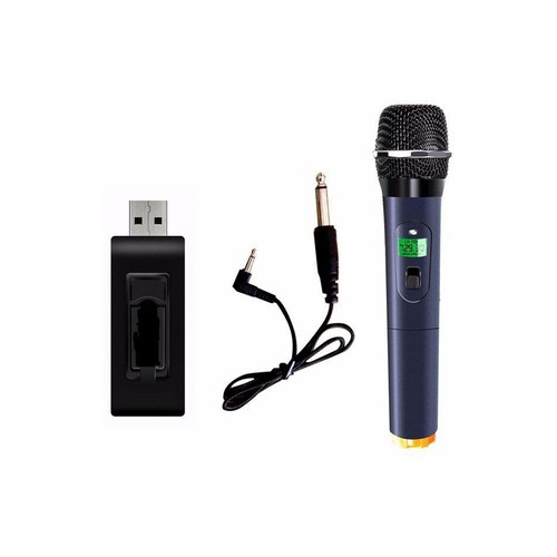 Micro Karaoke không dây cho loa kéo Daile V12 màn hình LCD (đen) - Hỗ trợ jack cắm 3.5mm và 6.5