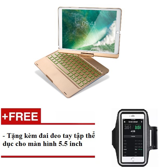 Bàn phím Bluetooth F360 for iPad Pro 10.5 có 7 màu đèn [tặng kèm đai đeo tập thể dục 5.5 inch]