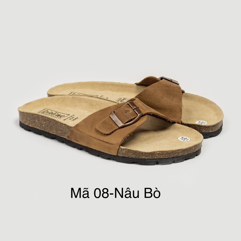 Dép lê đế trấu, Dép Da Bò Thật nguyên tấm Mã D08