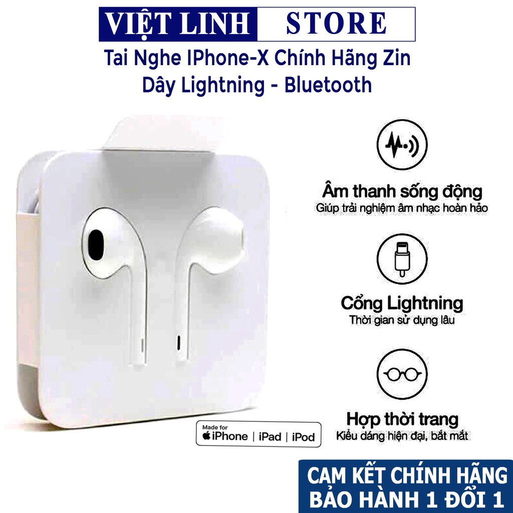 Tai nghe iPhone Lightning Chính Hãng - Zin Full Box có bảo hành - 7/8/7plus/8plus/X/XS/XSMax - Việt Linh Store