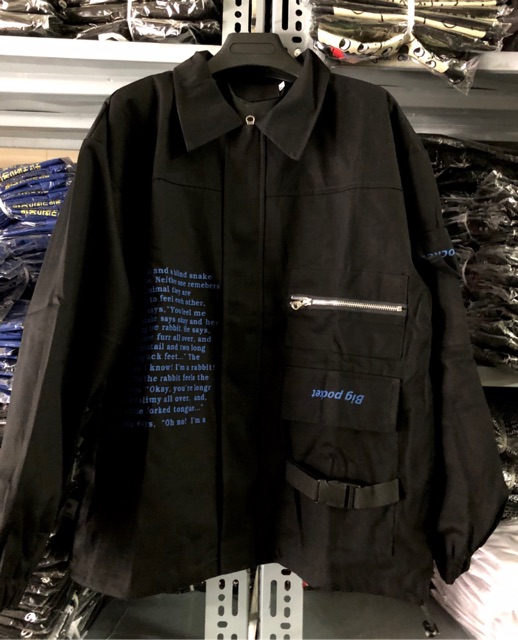 Áo Khoác Jean Kaki TÚI DÂY KÉO 2 MÀU Ulzzang Unisex 1hitshop