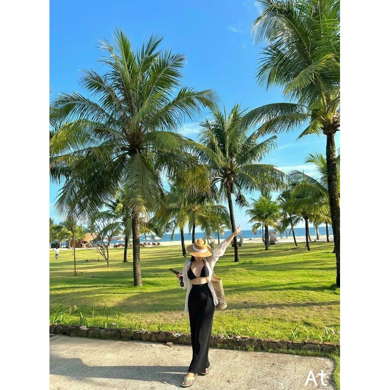 Quần dài nữ ZR gân, quần tăm suông dập li ống rộng, quần culottes ống sớ vải xếp li cạp cao tôn dáng - HQNU59