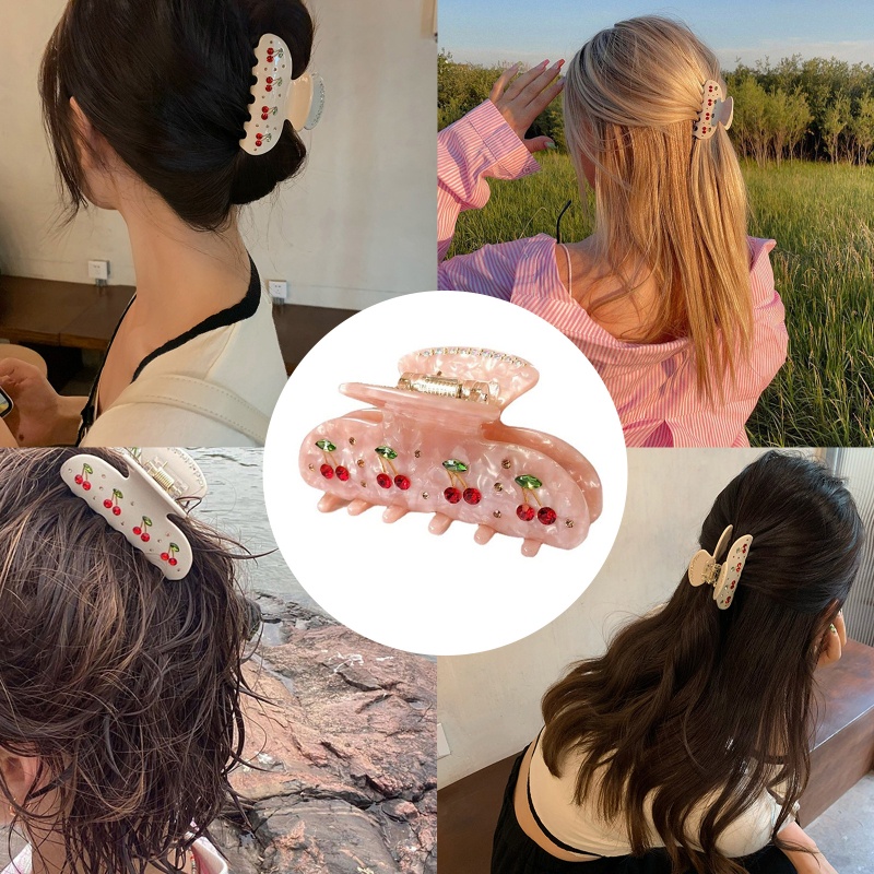 Kẹp Tóc Hình Trái Cherry Đính Đá Thời Trang