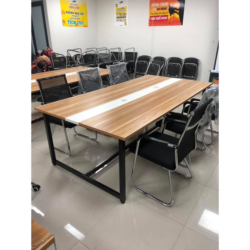Bàn họp văn phòng kích thước 2m4x1m2x75 ván MFC phue memlamin,chân sắt phun sơn tích điện