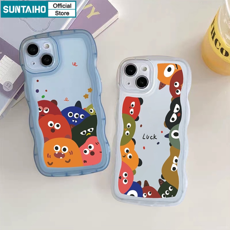 Suntaiho Ốp lưng iphone  Ốp điện thoại  trong suốt họa tiết quái vật hoạt hình thích hợp cho iPhone 11 12 13 Pro XS XR 7 8 Plus