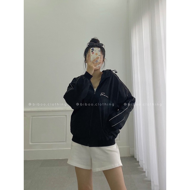 BIBOO - Áo khoác dù tay có 2 sọc nhỏ phản quang - JACKET DÙ