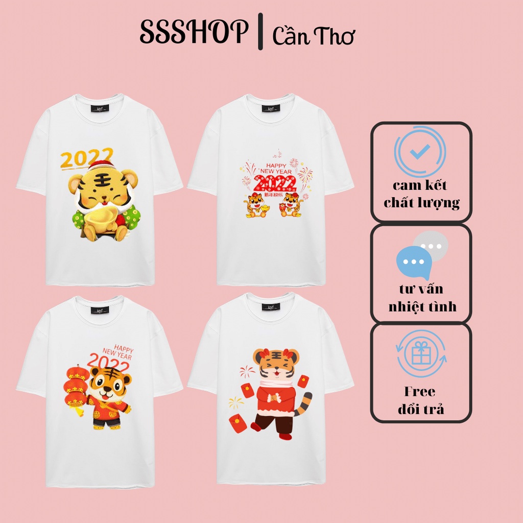 Áo thun trẻ em, Áo Gia Đình in hình Tết Xuân 2022 ,Áo cotton xịn mịn hình in chất lượng SSShop