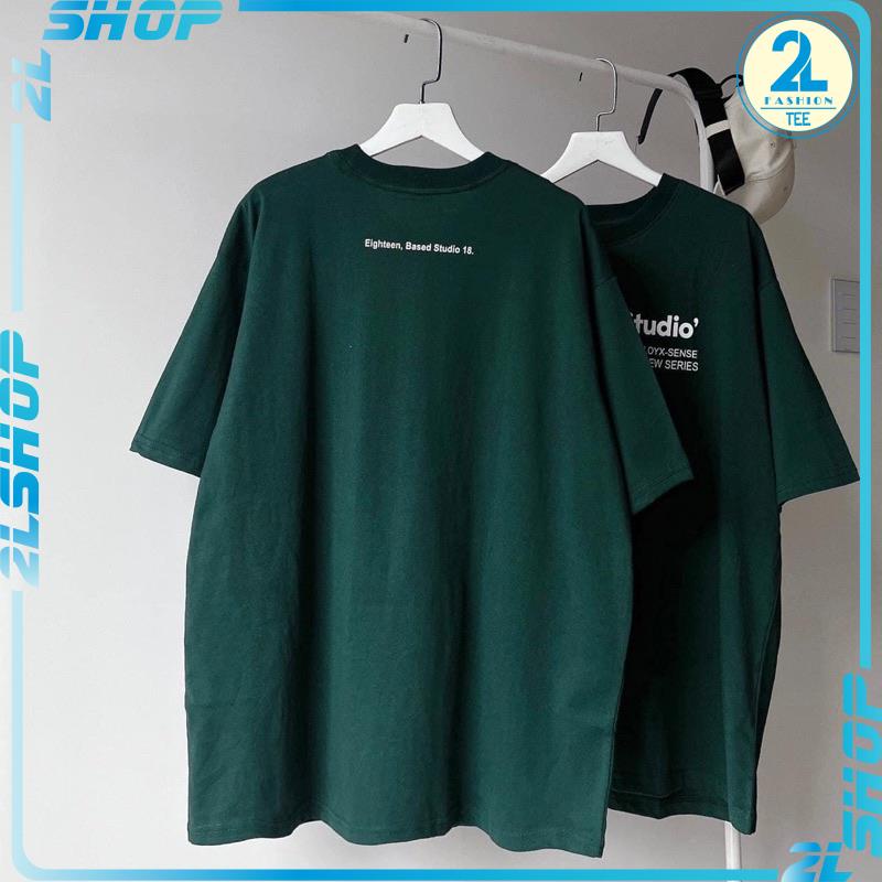 Áo Thun Tay Lỡ Unisex EIGHTEEN màu ĐEN/KEM/XANH  /Nam nữ unisex/ Áo phông cổ tròn form rộng chất cotton 2 chiều