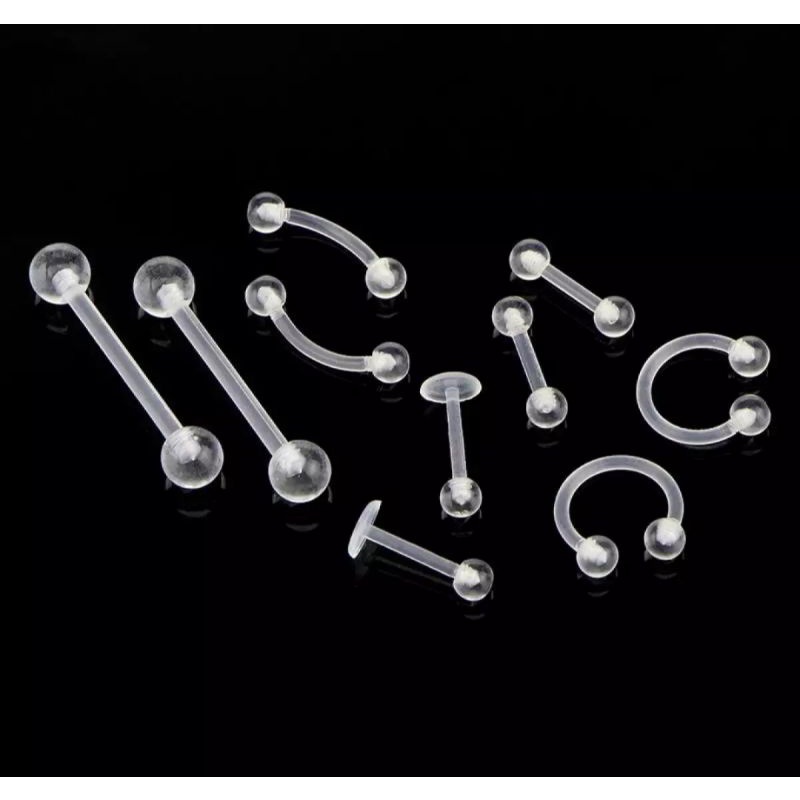 Khuyên Trong Suốt - Khuyên Nhựa Sinh Học - Đeo tai, septum, lưỡi, môi, lông mày,...