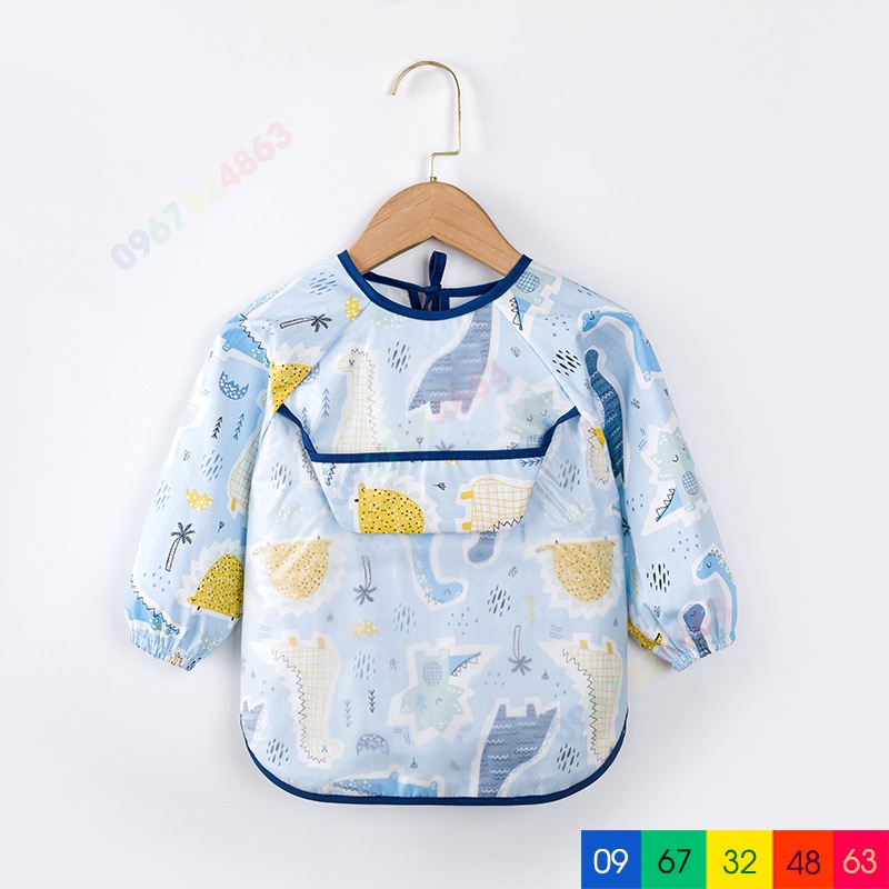 Áo yếm ăn dặm XUẤT NHẬT DÀI TAY CÓ MÁNG chống thấm cho bé