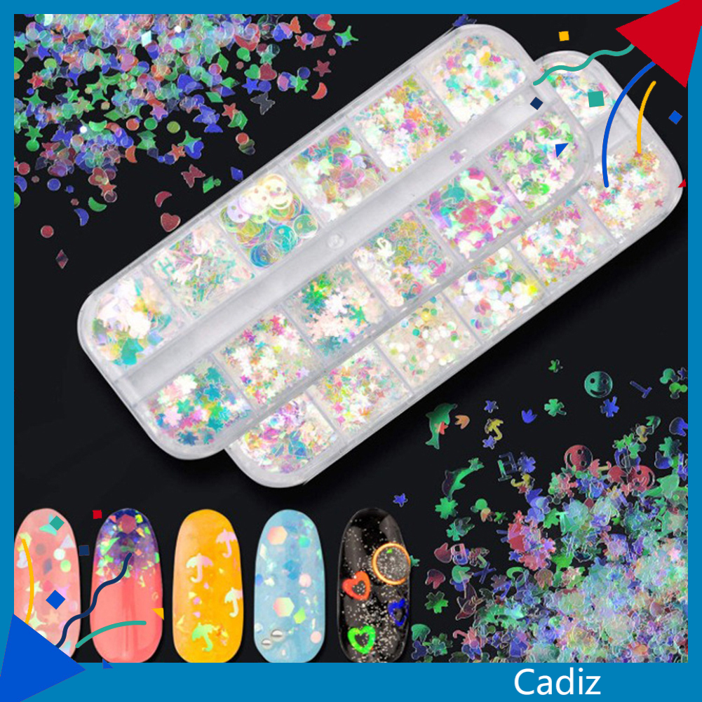[Hàng mới về] Hộp kim sa trang trí móng tay nghệ thuật DIY lấp lánh thời trang