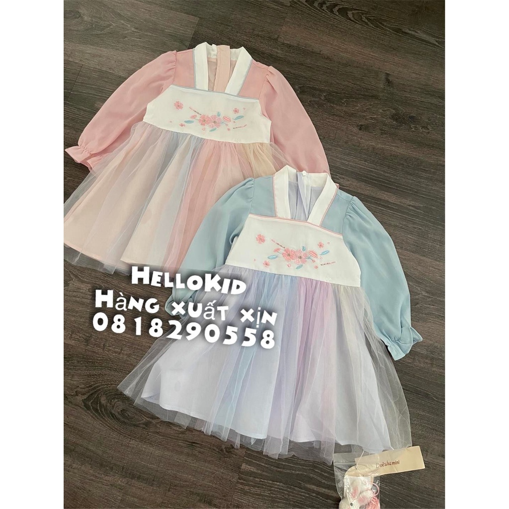 V248 - Váy deesha cổ trang thêu ren bé gái