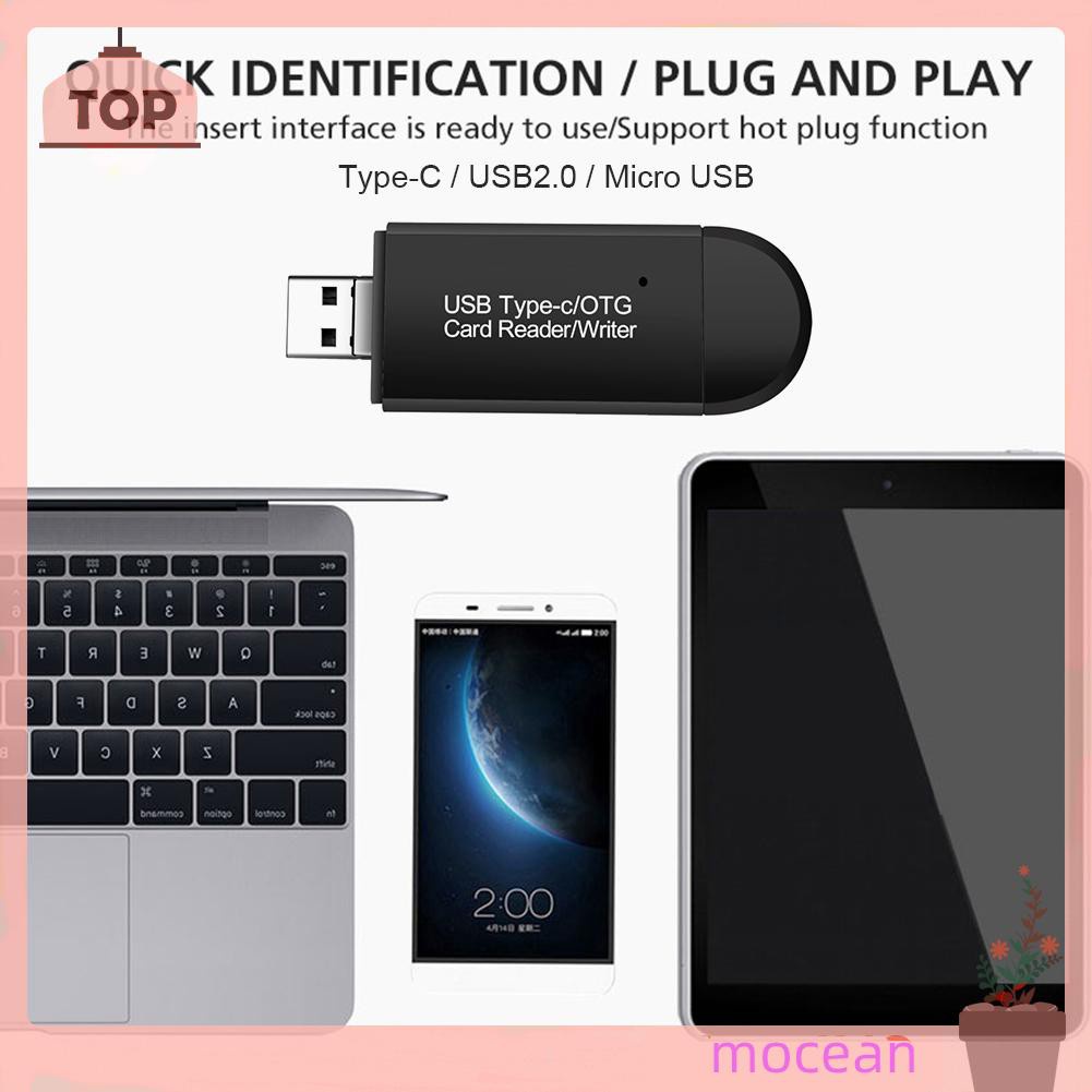 Đầu Đọc Thẻ Nhớ 3 Trong 1 Type-C Usb Micro Otg