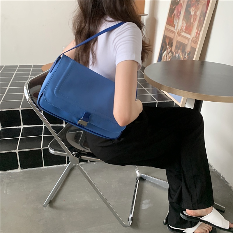 Túi đeo chéo bằng nylon màu sắc đơn giản phong cách Hàn Quốc