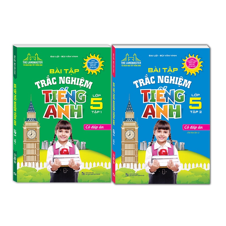 Sách - Combo 2c Bài tập trắc nghiệm tiếng Anh lớp 5