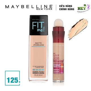 Combo Maybelline Kem Nền Mịn Lì 125 30ml + Che Khuyết Điểm 150 6.8ml