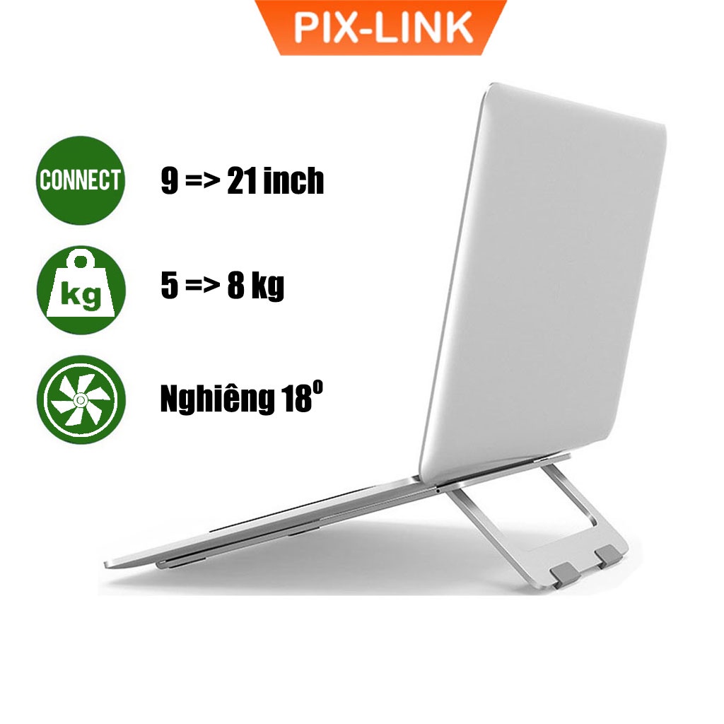 Đế tản nhiệt laptop PIX-LINK X5 chất liệu nhôm nguyên khối, siêu mỏng nhẹ dùng cho máy 13- 15.6 inch