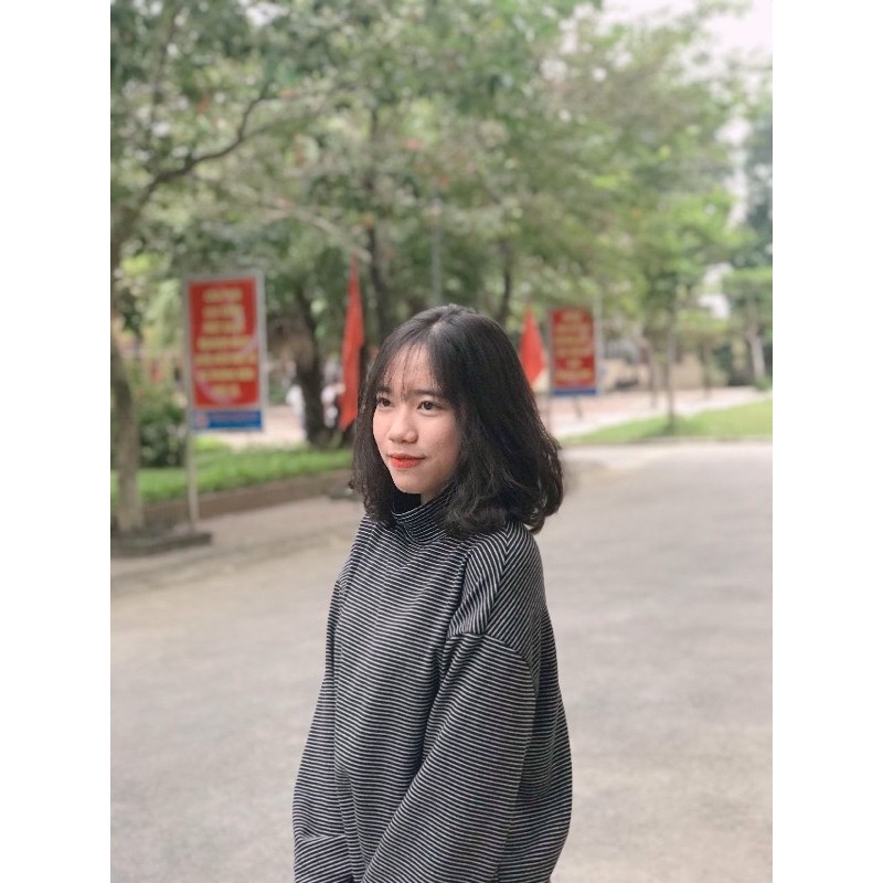 ÁO LEN KẺ CỔ 3 Phân tay bồng