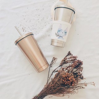 Cốc Inox (2 Màu Gold & Bạc, Tặng Kèm Ống Hút & Cọ)