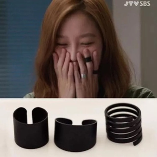 Set 3 chiếc nhẫn thời trang màu đen
