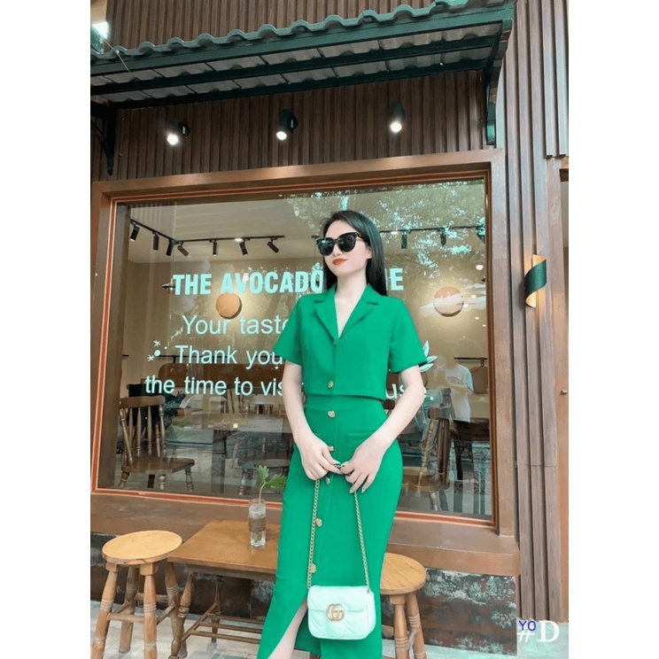 [ STYLE NỮ DOANH NHÂN ] SET COTTON LẠNH ( ÁO TOP &amp; VÁY TÀ XÉN ), MẶC SIÊU SANG TRỌNG/ THỜI TRANG/ QUÝ PHÁI, NHIỀU SIZE L