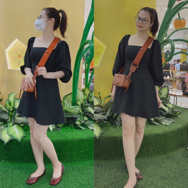 Đầm xoè cổ vuông có lót 4 màu