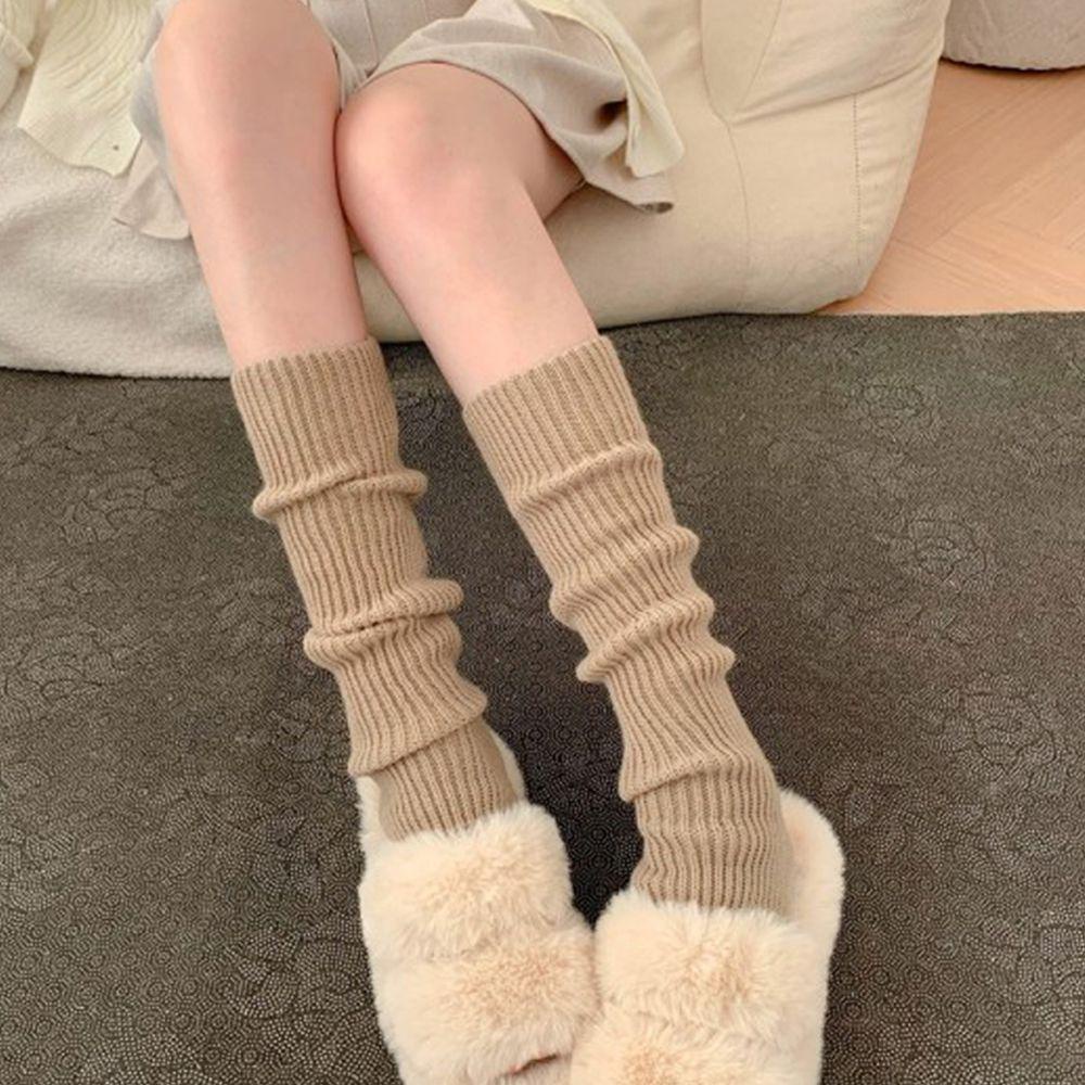 Lilyes Vớ Giữ Ấm Chân Dài Đến Đầu Gối Sợi Lúa Mì Màu Trơn Họa Tiết Sọc Ngọt Ngào Dành Cho Bạn Nữ
