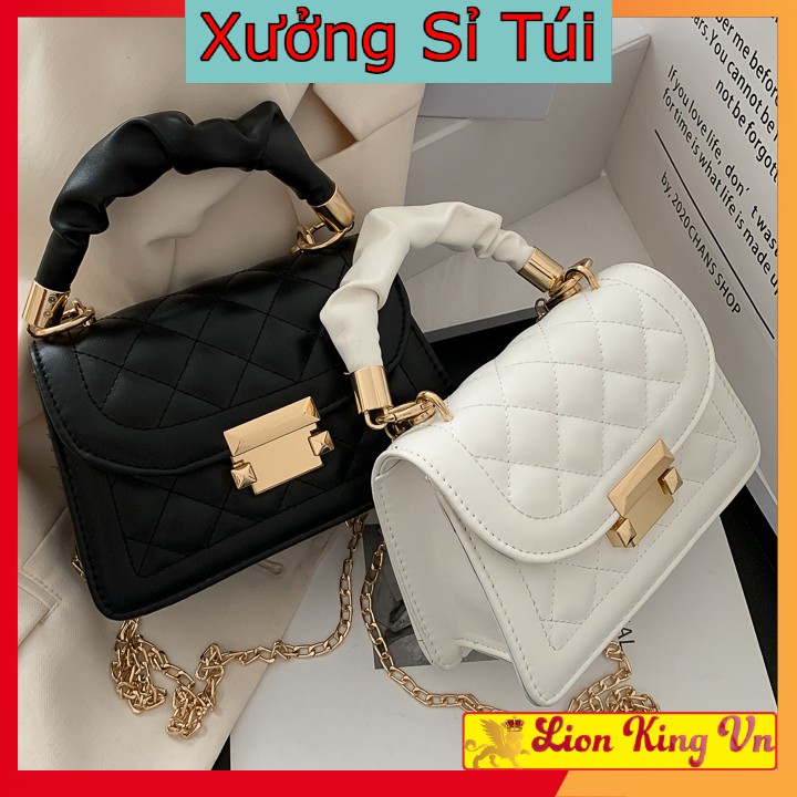 Túi Xách Nữ Đẹp⚡Mix Quai Nhún⚡Có Ảnh + Video Thật - Phong Cách Hàn Quốc Đẹp , Giá Rẻ - Da PU  Mềm,Họa Tiết Karo,Dây Da