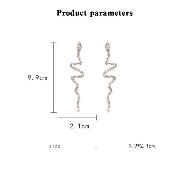Bông Tai Mạ Bạc 925 Dáng Dài Hình Rắn Đính Kim Cương Phong Cách retro Thời Trang