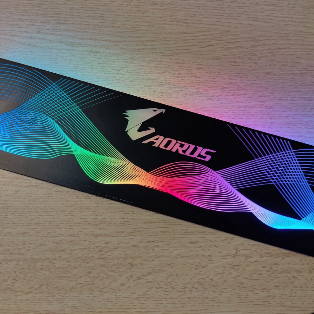 ☑  Tấm che nguồn PC Led RGB 5v ARGB logo Aorus, đồng bộ màu Hub giá tốt, hình sóng vô cực