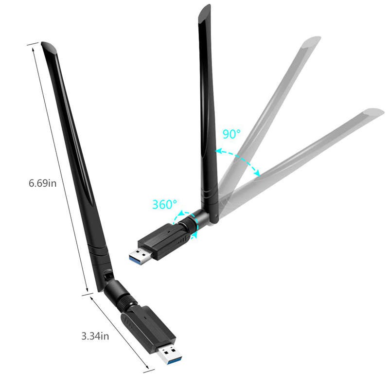 Anten wifi thu tín hiệu Ac 1200Mbps 5G/2.4G 5Dbi có đầu cắm Usb 3.0