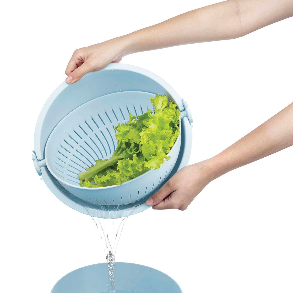 Bộ thau rổ xoay đa năng Yoko 28 cm - Dễ dàng vệ sinh, Chất liệu an toán sức khoẻ, Chất lượng Nhật Bản