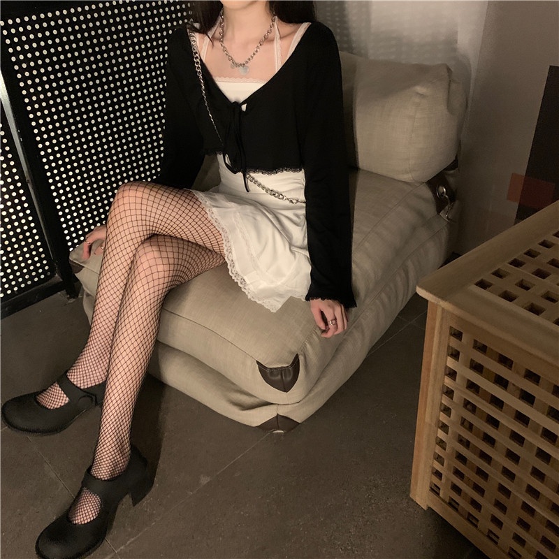 Set Áo Khoác Dài Tay + Áo Hai Dây + Chân Váy Thời Trang Dành Cho Nữ