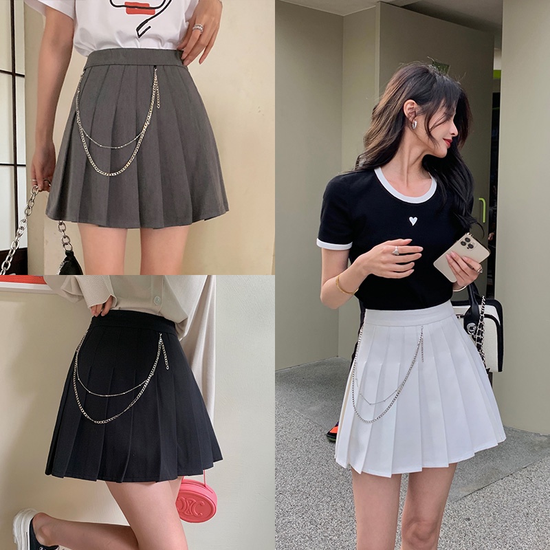 NRVP Chân Váy Ngắn Dáng Chữ A Lưng Cao Màu Sắc Xinh Xắn Phong Cách Hàn Quốc