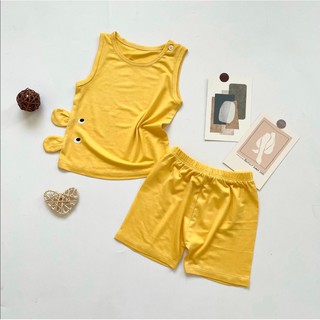 Bộ Ba Lỗ Cho Bé Trai, Bé Gái Minky Mom Vải Thun Lạnh Cúc Bấm Cài Vai Tai Thú 3D