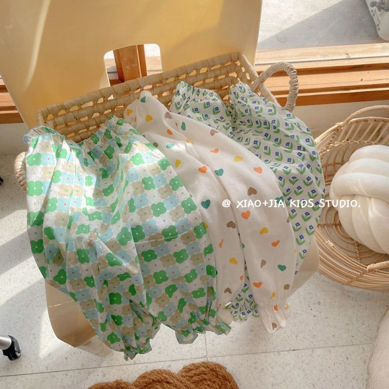[Babycat] Hàng Có Sẵn Bán Chạy Phong Cách Mới Nhật Bản Hàn Quốc Too!Quần Dài Dáng Rộng Màu Sắc Lá Cây Thời Trang Mùa Hè Cho Bé Gái