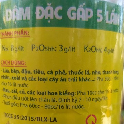 Phân Bón Lá Ba Lá Xanh Đậm Đặc Grow 16-16-8 (chai 500ml)