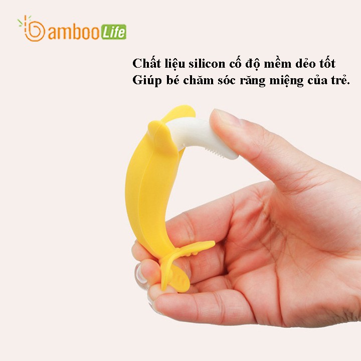 Gặm nướu silicone cho bé Bamboo Life cao cấp hình con hươu, quả chuối an toàn cho trẻ em khi mới mọc răng