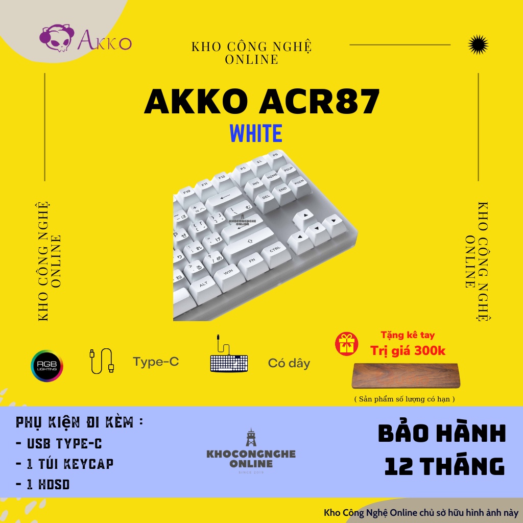 [Mã 33ELSALE hoàn 7% đơn 300K] Bàn phím cơ AKKO ACR87 white (Hotswap / RGB / AKKO CS sw Jelly Blue)