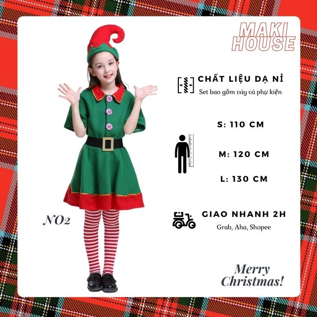 Bộ quần áo bé trai, váy đầm bé gái Quần áo hoá trang Giáng Sinh, Noel cho các bé