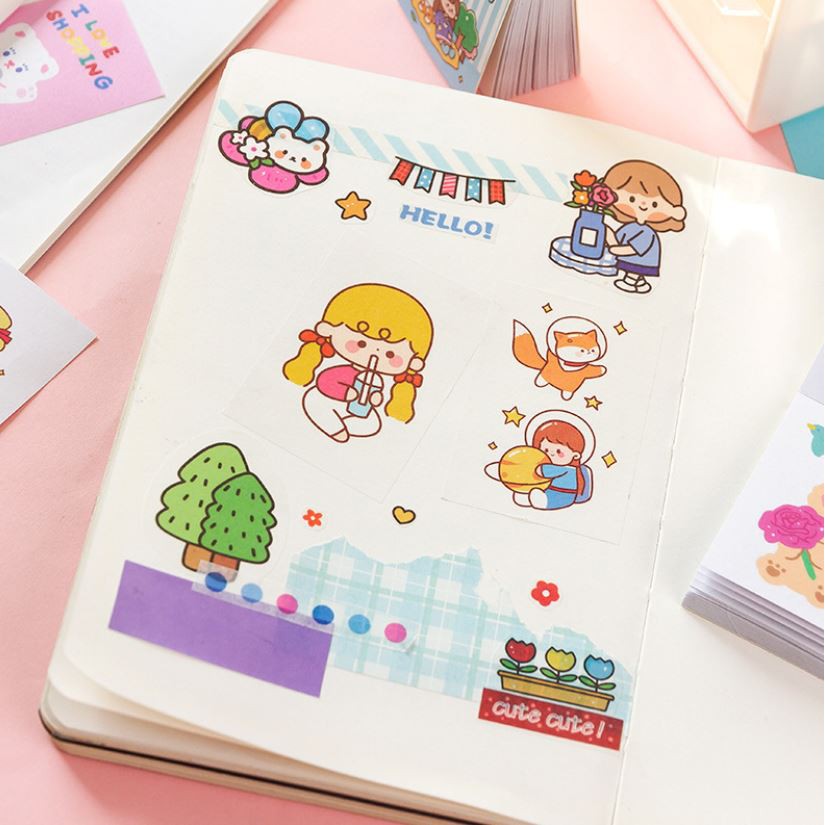 Quyển 50 trang sticker Jiyu Soft beans hình dán trang trí sổ tay | BSC013