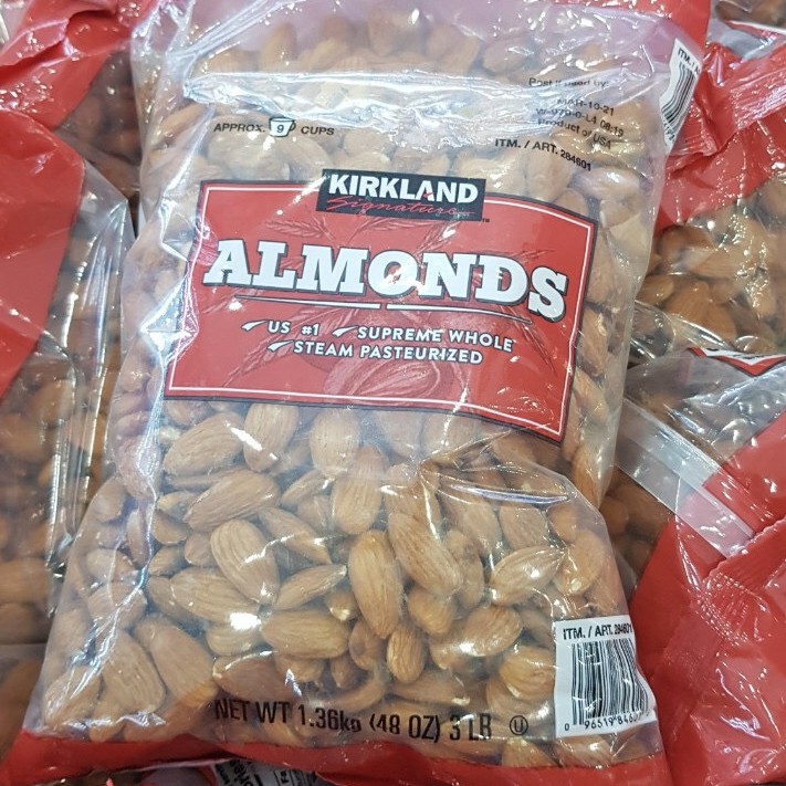 (DATE 09/21) Hạt hạnh nhân nguyên chất, không rang muối Kirkland Almonds 1,36kg (Mỹ)