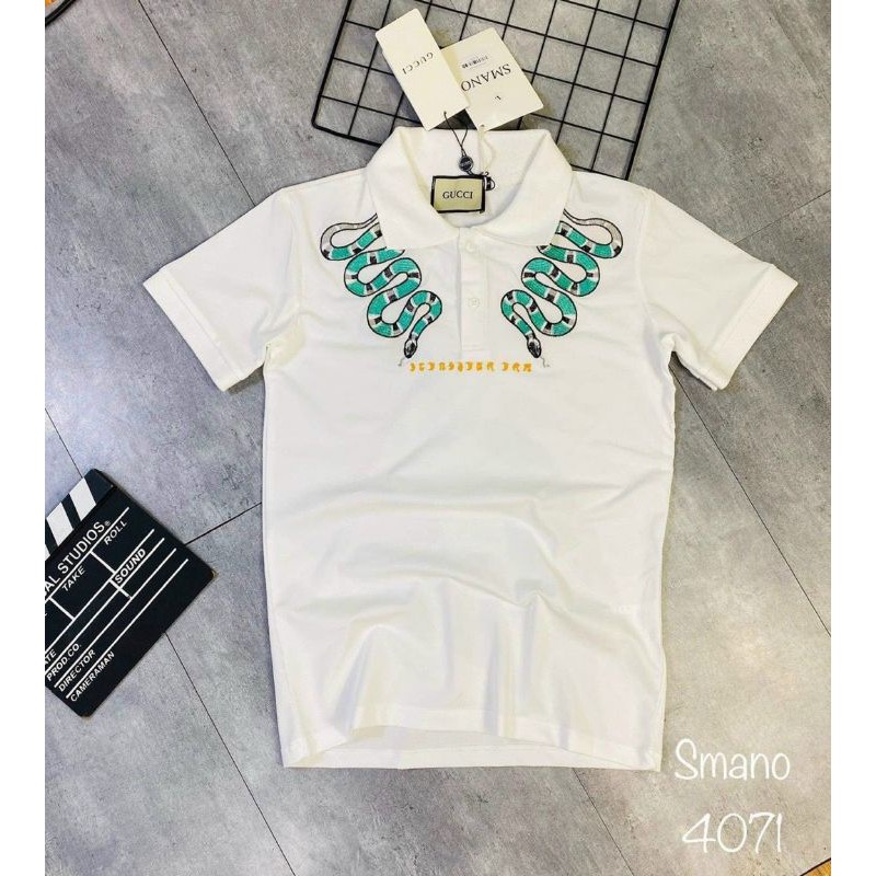 [ SALE - FREE SHIP ] Áo thun có cổ nam nữ thêu hình rắn phong thủy cực ngầu, 100% vải cotton co dãn 4 chiều | BigBuy360 - bigbuy360.vn