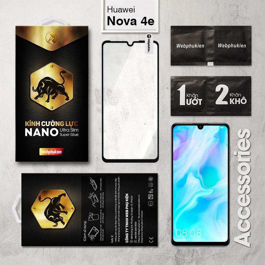 Kính cường lực Full màn cho Huawei Nova 1/ 2/ 2i/ 2S/ 2 Plus/ 3/ 3i/ 3E/ 4/ 4E/ 5/ 5i/ 5T/ 5 Pro/ Plus