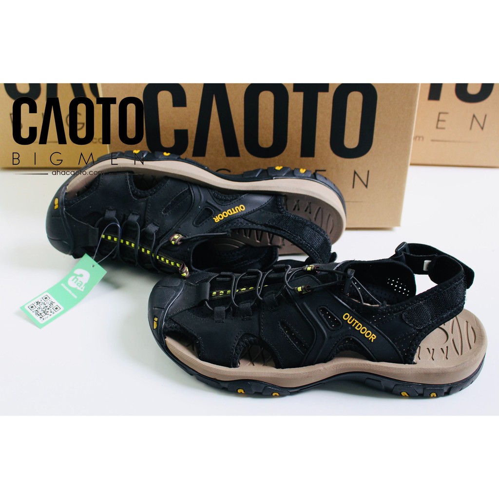 Giày Sandal Big Size Nam Cao Cấp Outdoor Đen Vàng Size Lớn 44 45 46 47 48 49